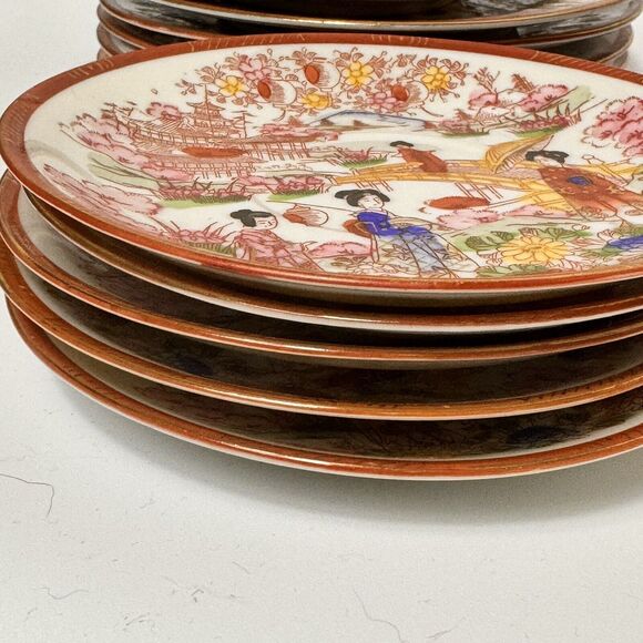 Japanese Kutani Style Full Tea Set Eggshell Porcelain Geisha 20 Piece (read) - Picture 11 of 16